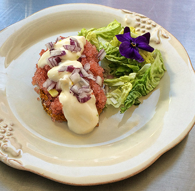 Kartoffelpandekage med stenbiderrogn