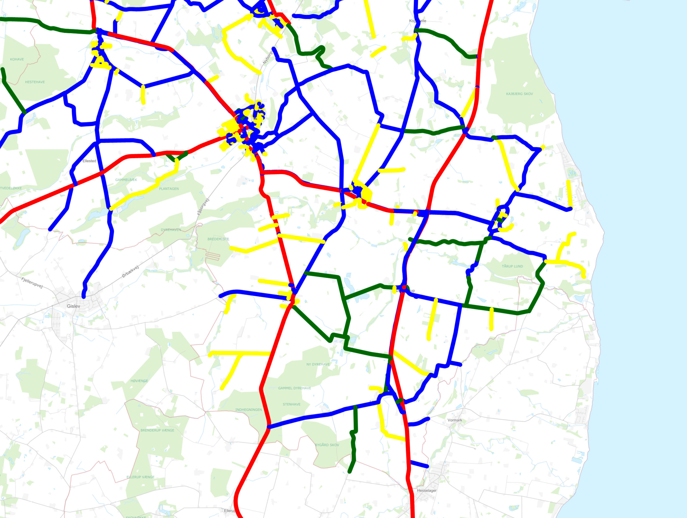 Vinterkort med vejklasser